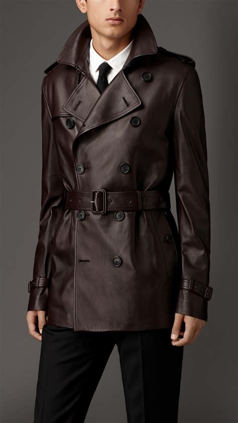 burberry gold leather trench|burberry leather trench coat men.